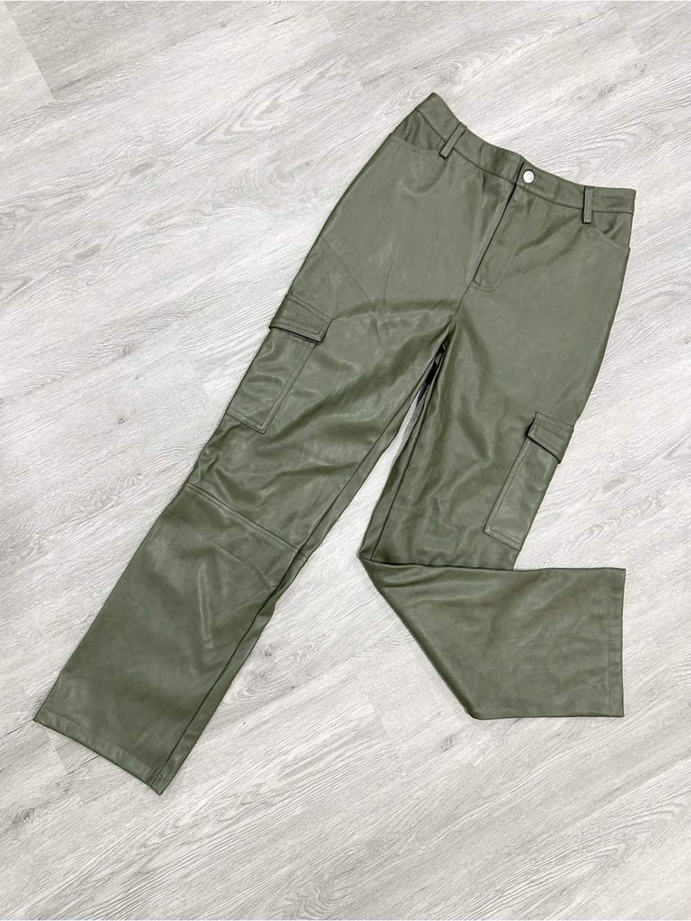 bagatelle Olive Green Faux Leather Pants